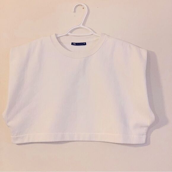 Zara Cropped Sweatshirt Top Sleeveless Sz Small Gorgeous - Picture 1 of 3